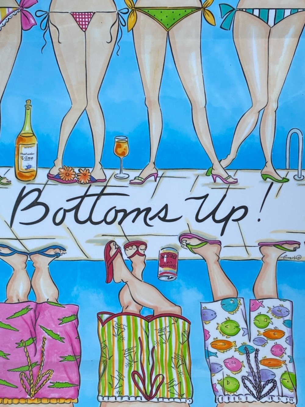 Mud Pie Bottoms Up! Melamine Pool Party Decorative Large Tray